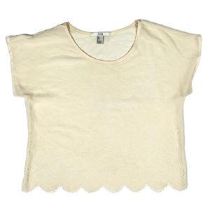 Forever 21 Beige Sheer Eyelet Top Small